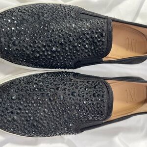 INC International Concepts Black Crystal-Embellished Slip-On Flats